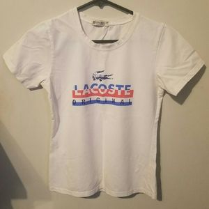 CHANEL WHITE SHIRT WHITH LOGO LACOSTE SIZE S